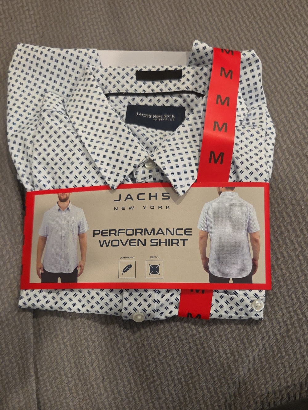 Jachs White Shirt with Navy Geometric Print